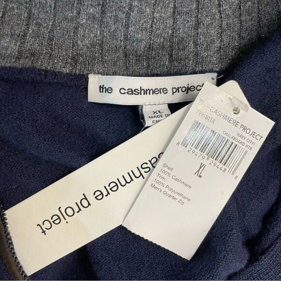 The Cashmere Project Quarter Zip Pullover Sweater Navy Size XL NEW - Picture 10 of 10